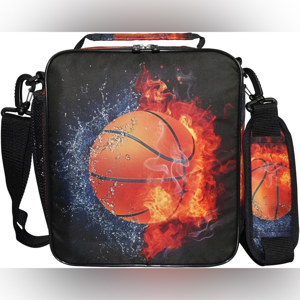Fire & water basketball insulated lunch bag..10x10..(NWT)